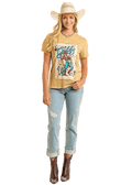 PANHANDLE SLIM Shirts Rock & Roll Women's Khaki Giddy Up Graphic Tee Shirt BW21T06451