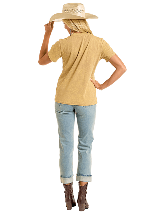 PANHANDLE SLIM Shirts Rock & Roll Women's Khaki Giddy Up Graphic Tee Shirt BW21T06451