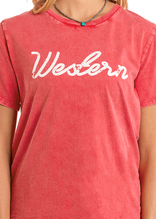PANHANDLE SLIM Shirts Rock & Roll Women's Red Western Graphic Tee BW21T06467