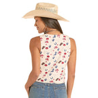 PANHANDLE SLIM Vest Rock & Roll Denim Women's American Print Vest BW98T08784