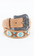 Platini Fashion Belts Mens Genuine Leather Aztec Embroidery Belt - Brown
