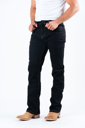 Platini Fashion Jeans Holt Men's Jet Black Boot Cut Jeans