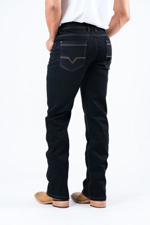 Platini Fashion Jeans Holt Men's Jet Black Boot Cut Jeans