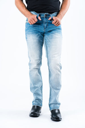 Platini Fashion Jeans Holt Men's Light Blue Slim Boot Cut Jeans