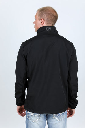 Platini Fashion Outerwear Mens Aztec Softshell Water-Resistant Jacket - Black