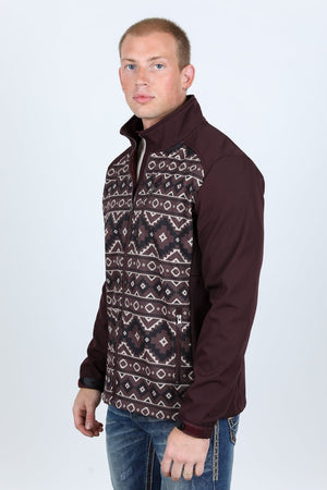 Platini Fashion Outerwear Mens Aztec Softshell Water-Resistant Jacket - Brown