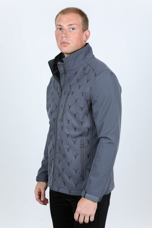Platini Fashion Outerwear Mens Aztec Softshell Water-Resistant Jacket - Gray
