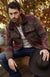 Platini Fashion Outerwear Mens Ethnic Aztec Quilted Fur Lined Jacket - Burgundy