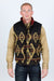 Platini Fashion Outerwear Mens Ethnic Aztec Quilted Fur Lined Vest - Black/Gold