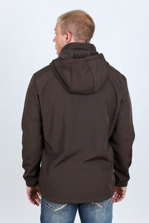 Platini Fashion Outerwear Mens Hooded Softshell Water-Resistant Jacket - Brown