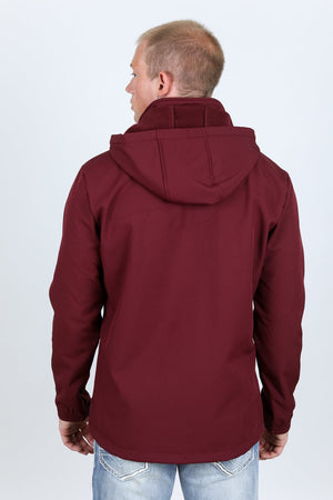 Platini Fashion Outerwear Mens Hooded Softshell Water-Resistant Jacket - Burgundy