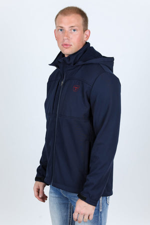 Platini Fashion Outerwear Mens Hooded Softshell Water-Resistant Jacket - Navy