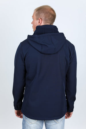 Platini Fashion Outerwear Mens Hooded Softshell Water-Resistant Jacket - Navy