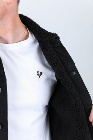Platini Fashion Outerwear Mens Sherpa Lined Denim Jacket - Black