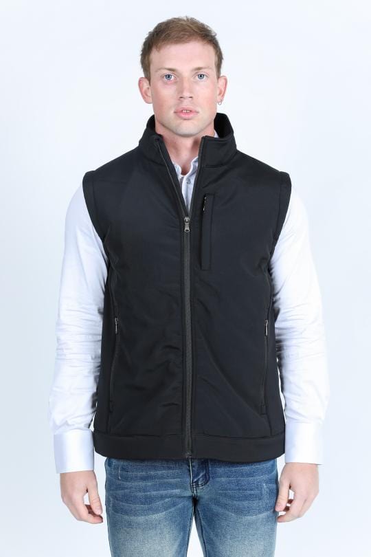 Platini Fashion Outerwear Mens SoftShell Concealed Carry Water-Resistant Vest - Black