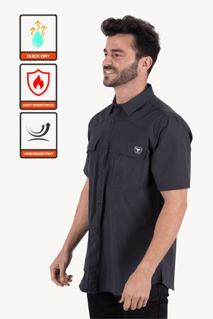 Platini Fashion Shirts Men's Fishing Charcoal Short Sleeve Shirt