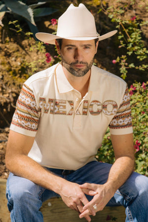 Platini Fashion Shirts Mens Modern Fit Stretch MEXICO Embroidery Polo