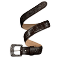 R WATSON BOOTS Belts R. Watson Men's Chocolate Caiman Belly Tail Glazed with Billets Belt RWB2307