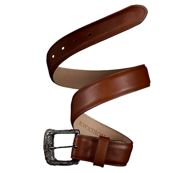 R. Watson Men's Puma Cognac Cowhide Belt RWB2316 – Russell's R. Watson Men's Puma Cognac Cowhide Belt RWB2316 – Russell's