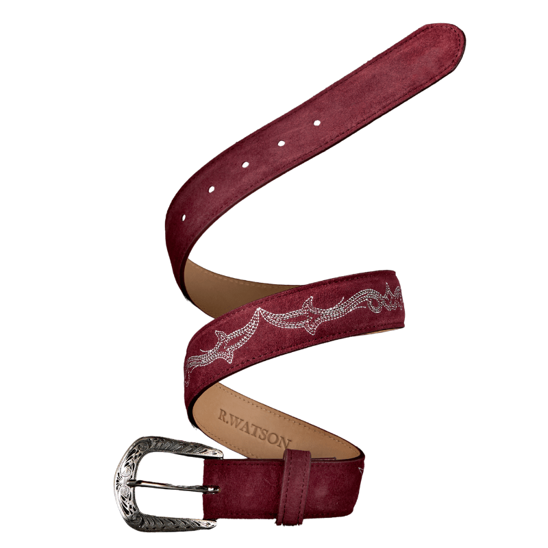 R WATSON BOOTS Accessories R. Watson Women's Rhubarb Suede Embroidered Belt RWBL2334