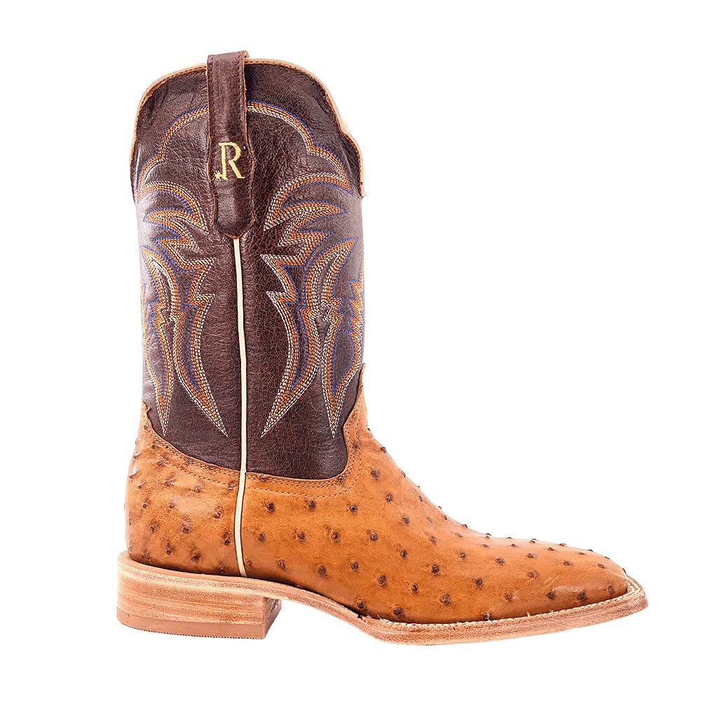 R WATSON BOOTS Boots R. Watson Men's Antique Saddle Full Quill Ostrich Western Boots RW4506-2