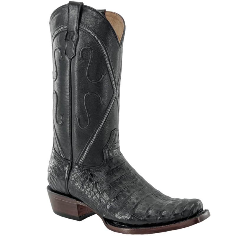 Mens black caiman boots hot sale