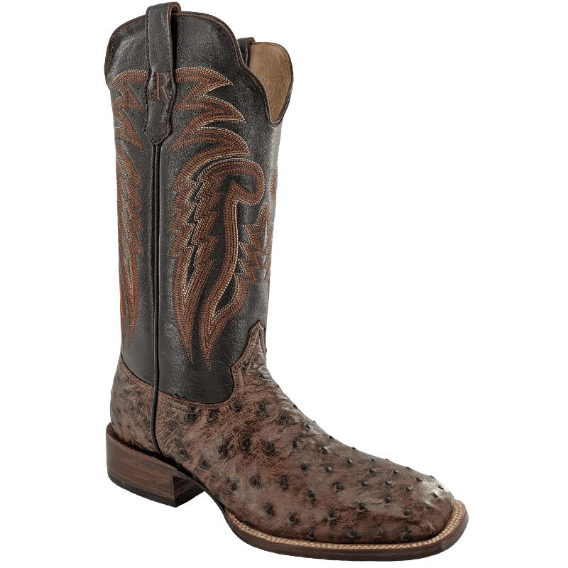 R WATSON BOOTS Boots R. Watson Men's Chocolate/Kango Tabac Bruciato Full Quill Ostrich Western Boots ZM1016-2