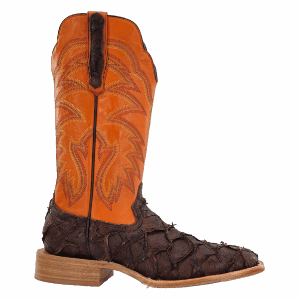 R WATSON BOOTS Boots R Watson Men's Chocolate Matte Pirarucu Exotic Western Boots RW7805-2