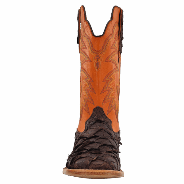 R WATSON BOOTS Boots R Watson Men's Chocolate Matte Pirarucu Exotic Western Boots RW7805-2