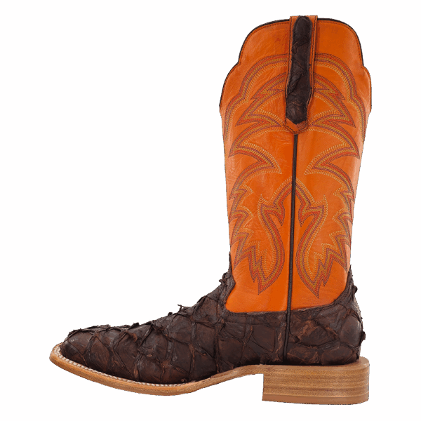 R WATSON BOOTS Boots R Watson Men's Chocolate Matte Pirarucu Exotic Western Boots RW7805-2