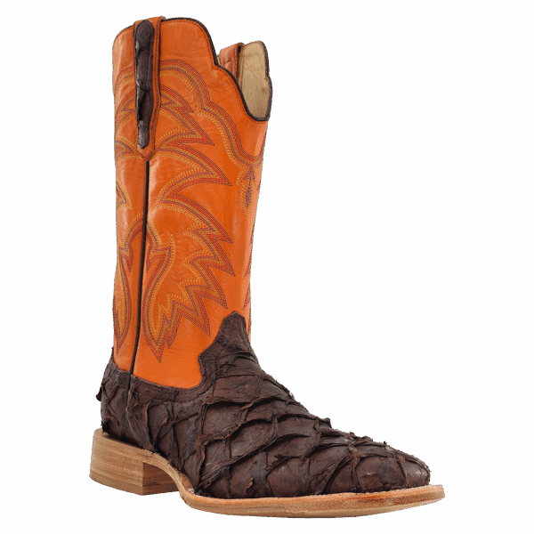 R WATSON BOOTS Boots R Watson Men's Chocolate Matte Pirarucu Exotic Western Boots RW7805-2