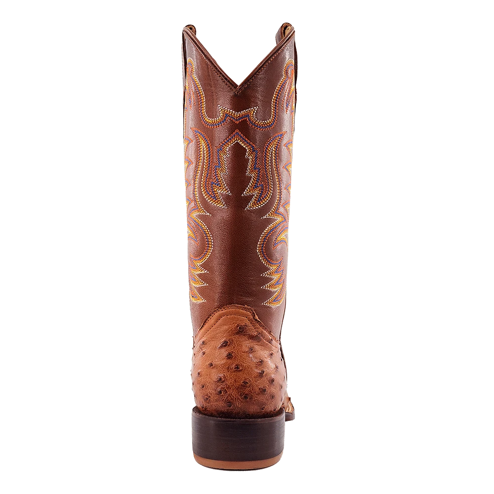 R WATSON BOOTS Boots R Watson Men's Cognac Bruciato Full Quill Ostrich Exotic Boots RW4502-2