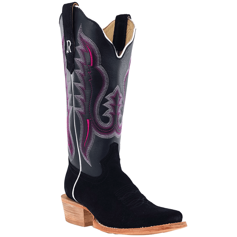 R WATSON BOOTS Boots R. Watson Women's Black Rough Out Western Boots RWL8400-1