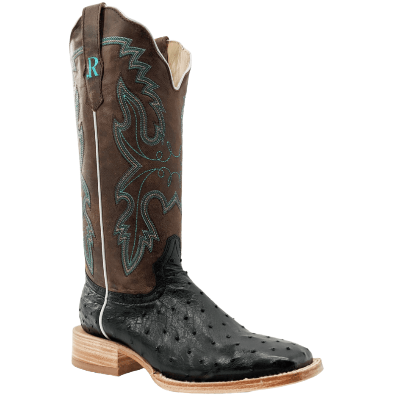 R WATSON BOOTS Boots R. Watson Women's Black/Tuscany Meil Full Quill Ostrich Western Boots RWL4300-2