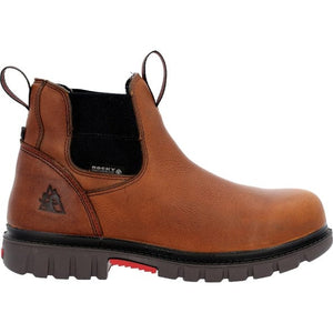ROCKY BRANDS Boots Rocky Brands Men's Chelsea Worksmart Brown Waterproof Composite Toe Work Boot RKK0400