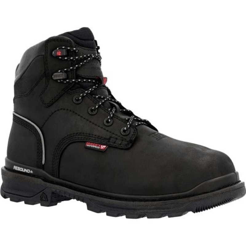 ROCKY BRANDS Boots Rocky Men's Black Rams Horn Waterproof Composite Toe Internal Met Guard Work Boot RKK0393