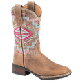 Roper Boots Roper Little Kids Monterey Aztec Brown Square Toe Western Boots 09-018-0912-2569 BR