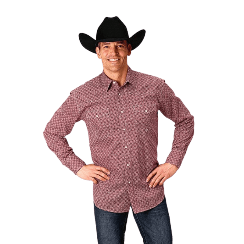 ROPER/KARMEN Shirts Roper Men's Amarillo Independence Red Diamond Long Sleeve Snap Shirt 03-001-0225-4022 RE