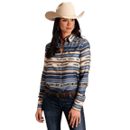 ROPER/KARMEN Shirts Roper Women's INDIGO SERAPE Long Sleeve Snap Shirt 11-050-0590-6040 BU