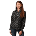 ROPER/KARMEN Shirts Roper Women's Special Style Black & Cream Floral Print Long Sleeve Snap Shirt 01-050-0086-0705 BL