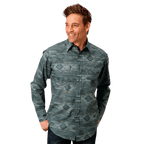 Roper Shirts Roper Men's Gray Fog Aztec Print Long Sleeve Western Snap Shirt 03-001-0067-0787 GY