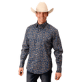Roper Shirts Roper Men's Navy Paisley Long Sleeve Western Snap Shirt 03-001-0064-0782 BU
