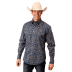 Roper Shirts Roper Men's Navy Paisley Long Sleeve Western Snap Shirt 03-001-0064-0782 BU