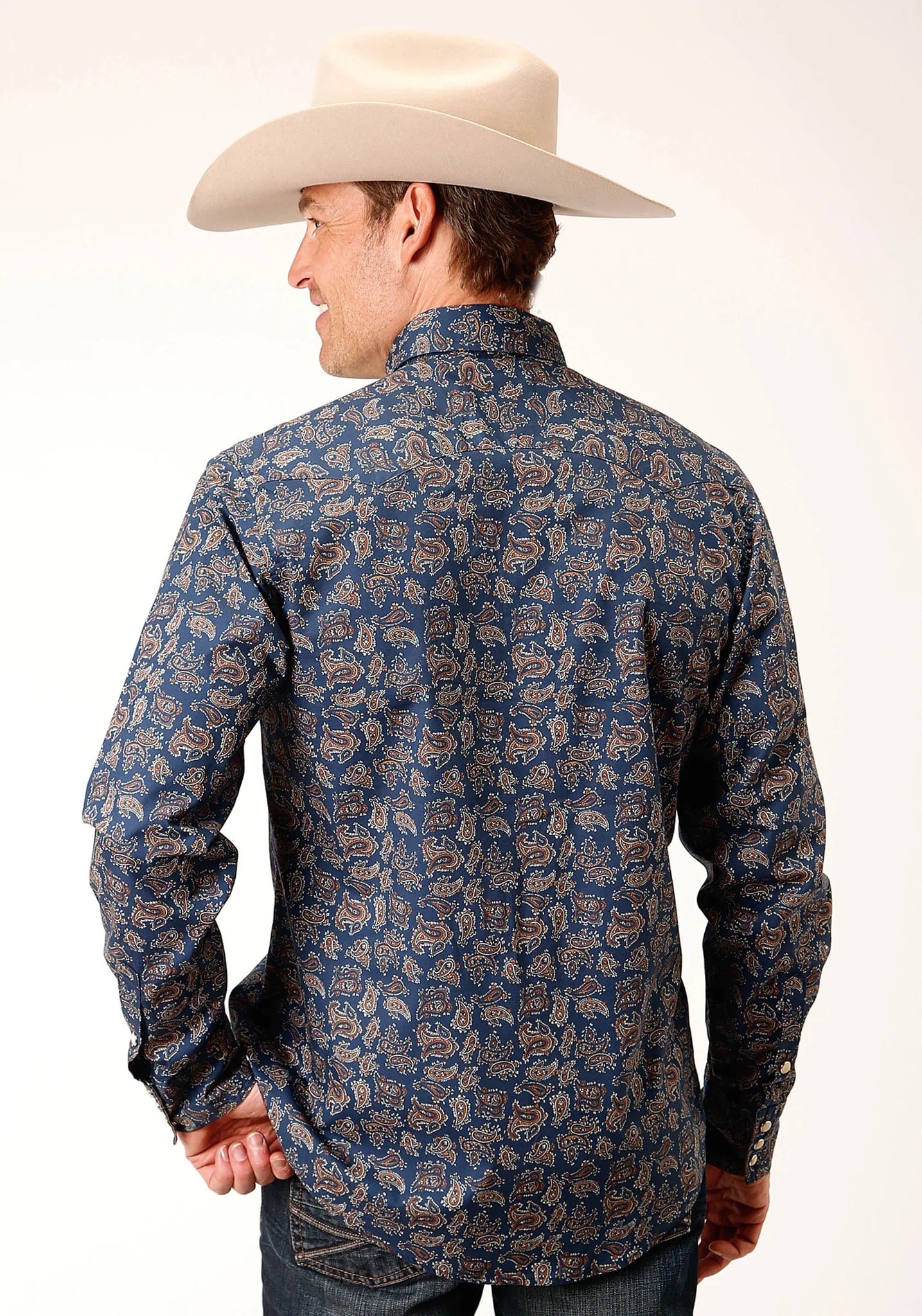 Roper Men's Navy Paisley Long Sleeve Western Snap Shirt 03-001 Roper Men's Navy Paisley Long Sleeve Western Snap Shirt 03-001