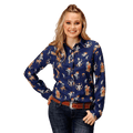 Roper Shirts Roper Women's Blue Cowboy Print Long Sleeve Western Snap Shirt 03-050-0590-6122 BU
