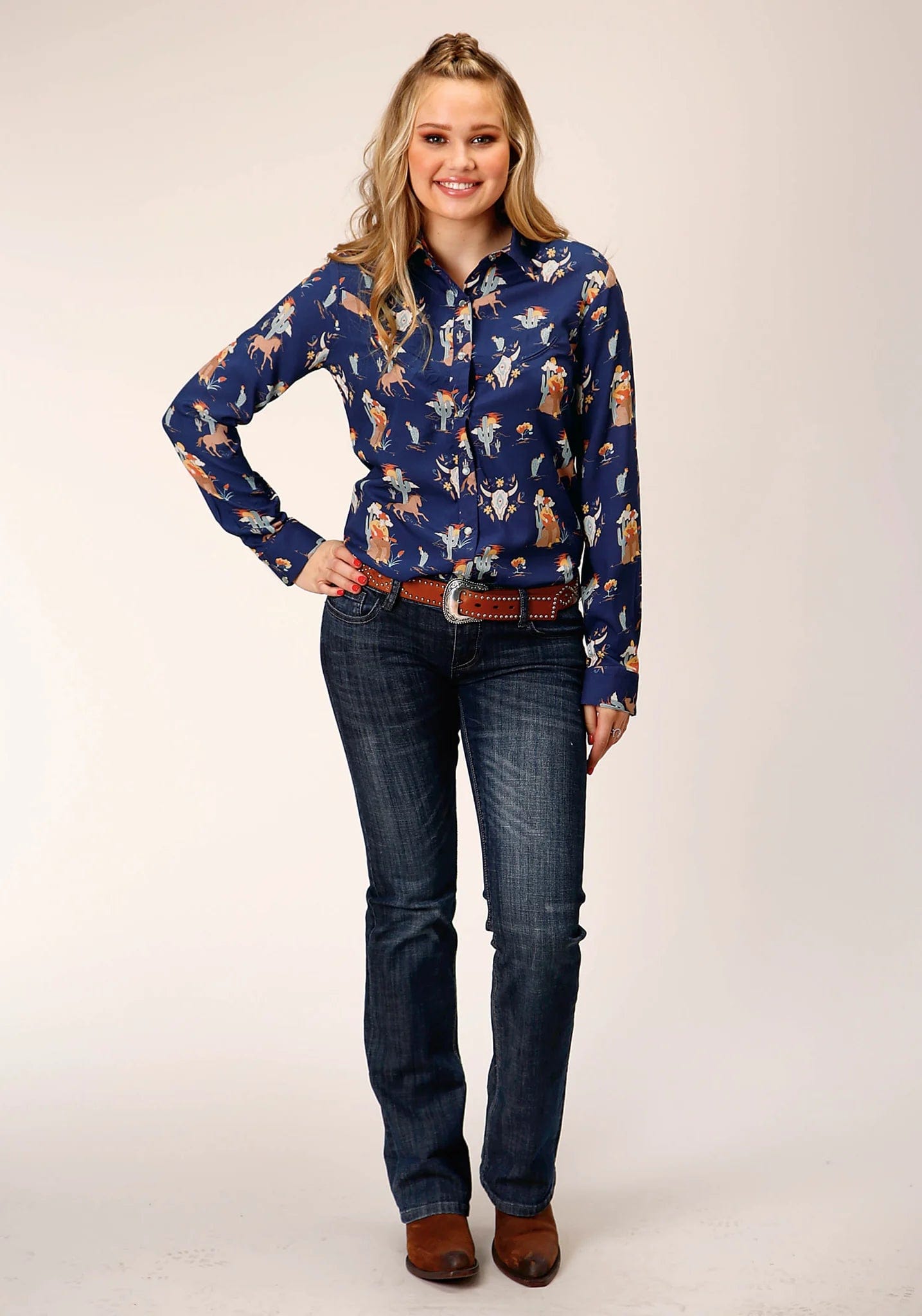 western dress shirts for women Women's Ely Walker Long Sleeve Western Snap Shirt With Contrast Piping Black / S