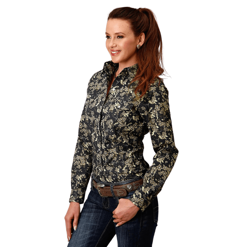 Roper Shirts Roper Women's Vintage Dark Floral Print Long Sleeve Western Snap Shirt 01-050-0019-0709 BL