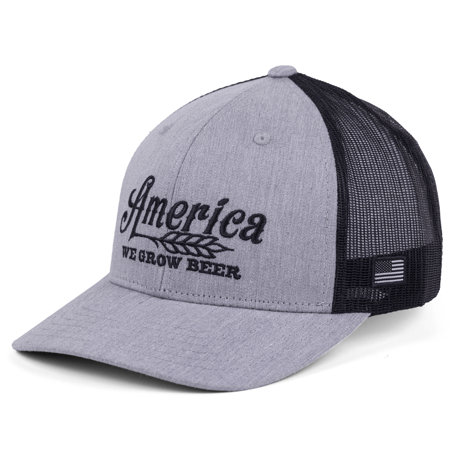 Rural Cloth Hats We Grow Beer Embroidered Hat-Gray/Black