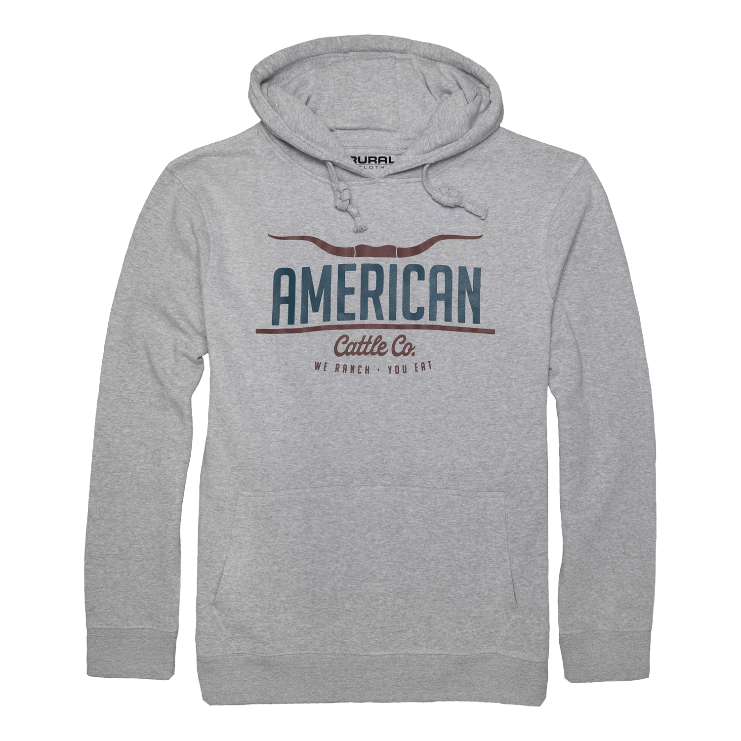 Rural Cloth Hoodie American Cattle Co Pullover-Athletic Gray