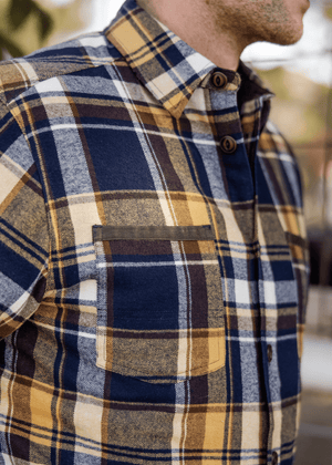 Rural Cloth Outerwear Workman Quilted Shirt Jacket | Blue & Brown